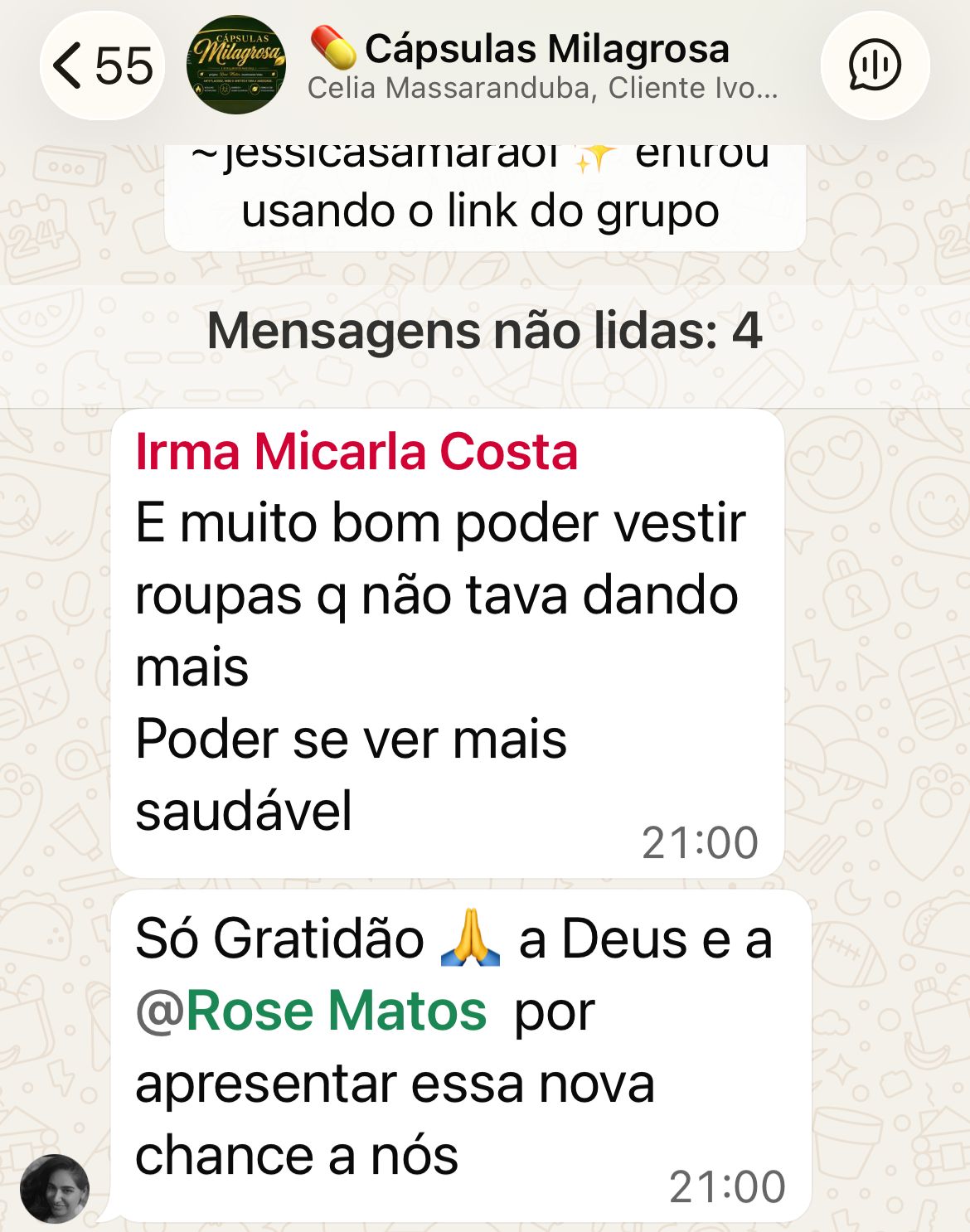 Feedback de cliente sobre as Cápsulas Milagrosa