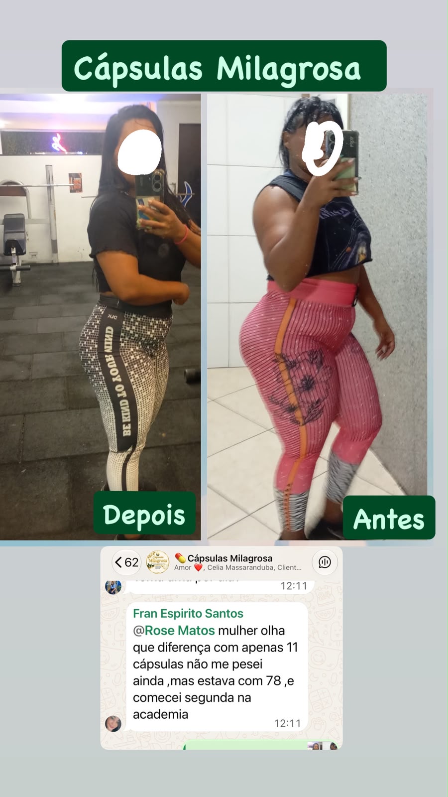 Feedback de cliente sobre as Cápsulas Milagrosa